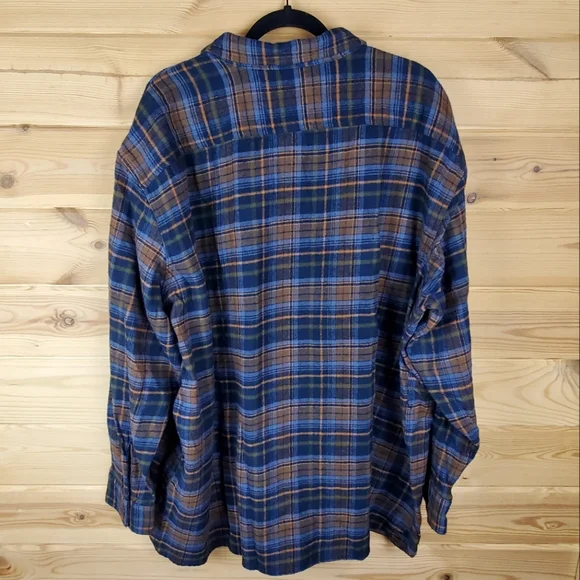 Levi's Relaxed Fit Blue and Brown Plaid Button Up Heavy Shirt Size 3XL - Picture 7 of 8